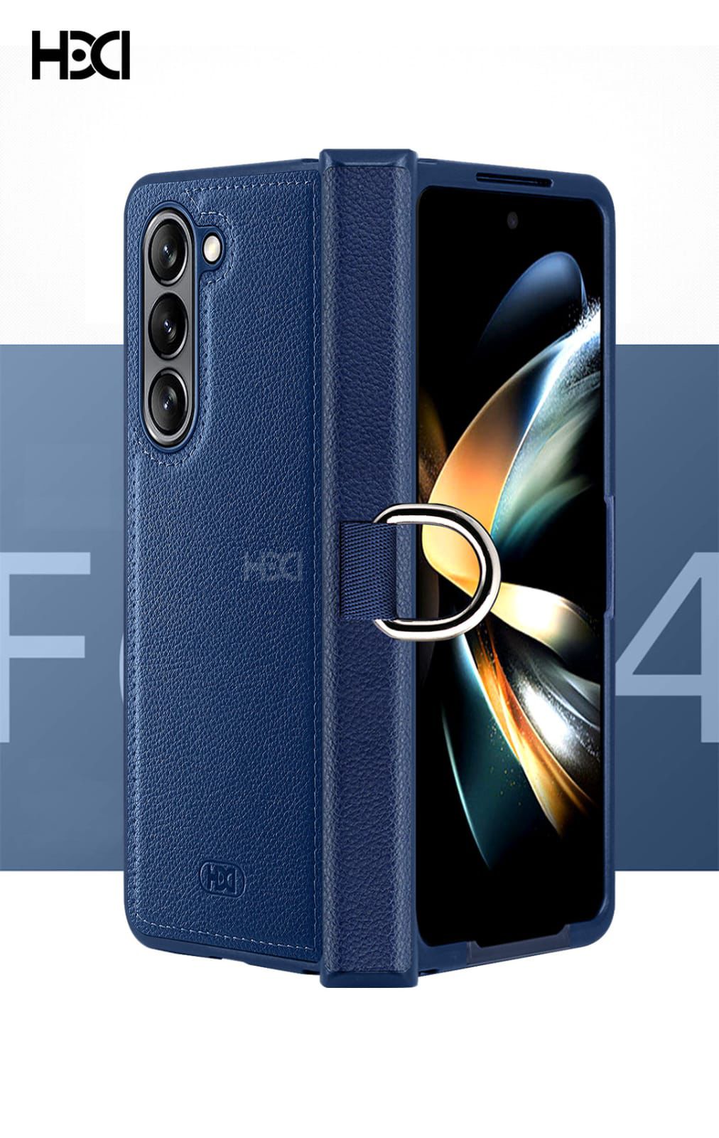 Samsung Cover PU Leather Hinge Protection Ring Case for Galaxy Z Fold 6 & Fold 5