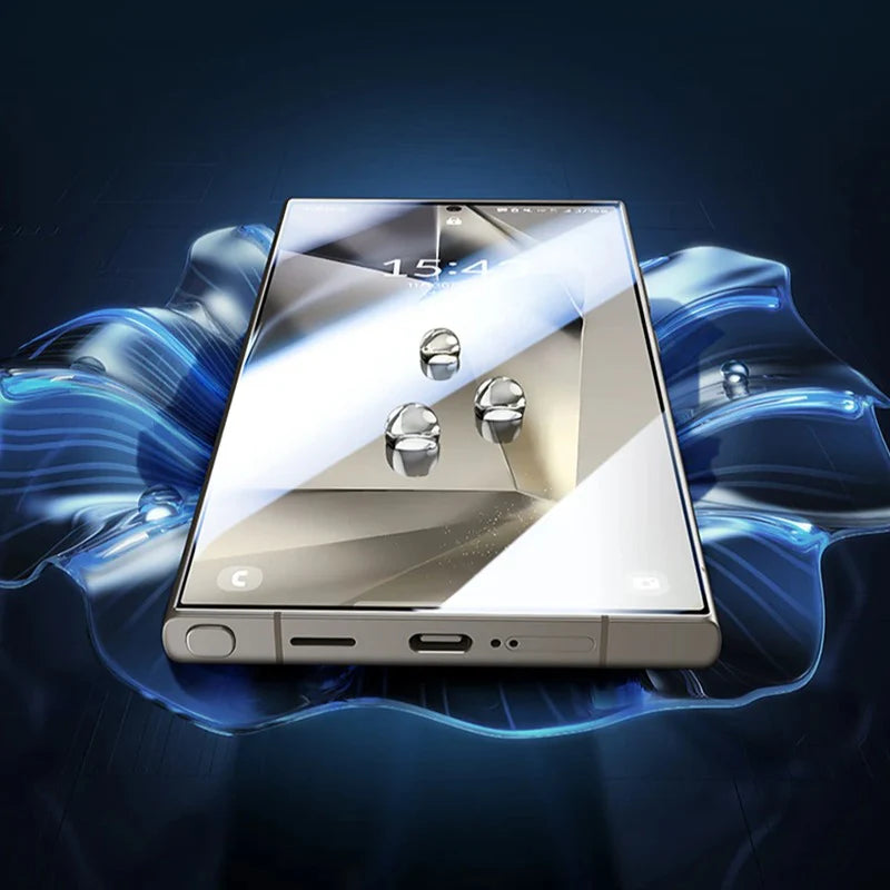 Durable Samsung tempered glass screen protector, anti reflective, offers a stable fit that resists falling off easily for S24 Ultra