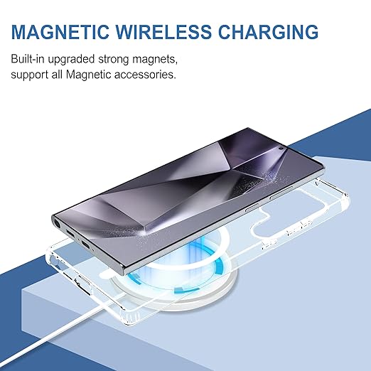 Samsung mobile cover supports magnetic wireless charging with upgraded strong magnets for fast, uninterrupted power for S25 ultra