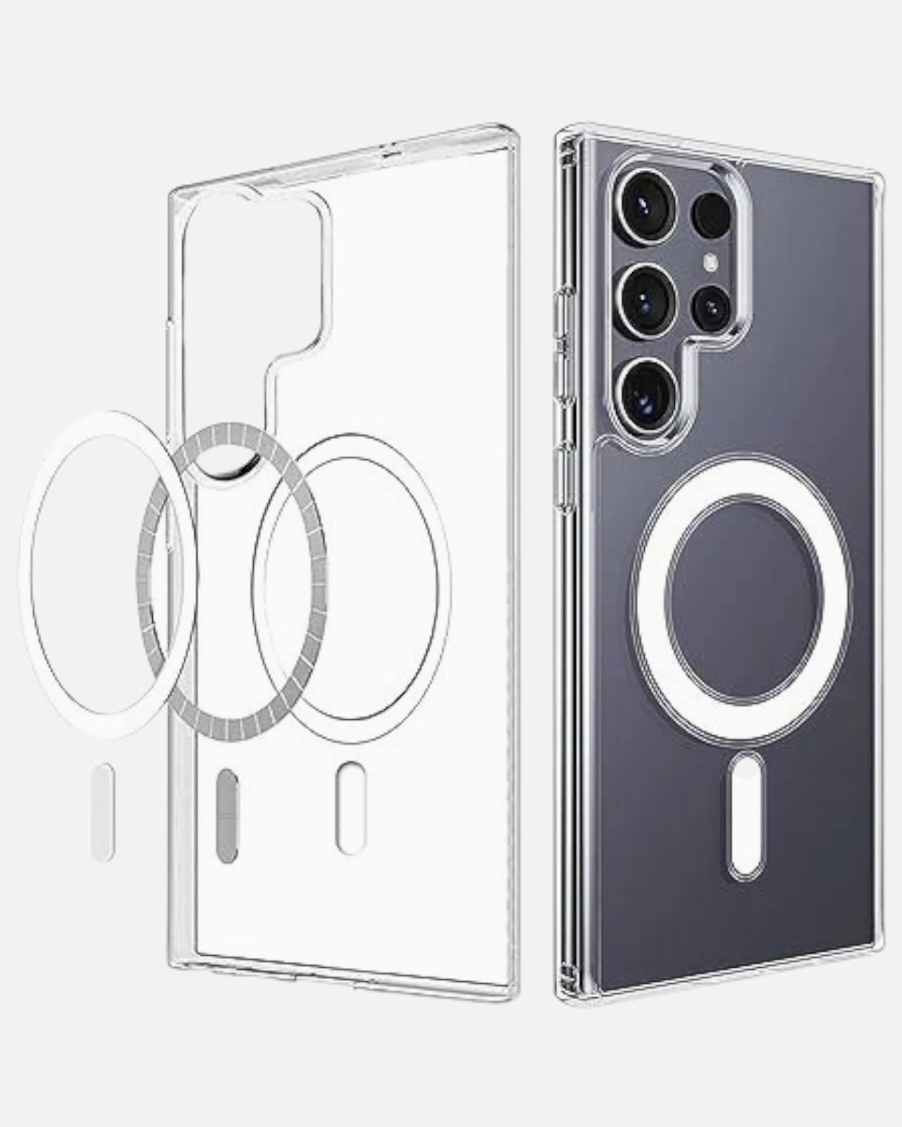Transparent mobile covers featuring a built in MagSafe magnetic ring for seamless accessory compatibility and secure attachment for S25 ultra