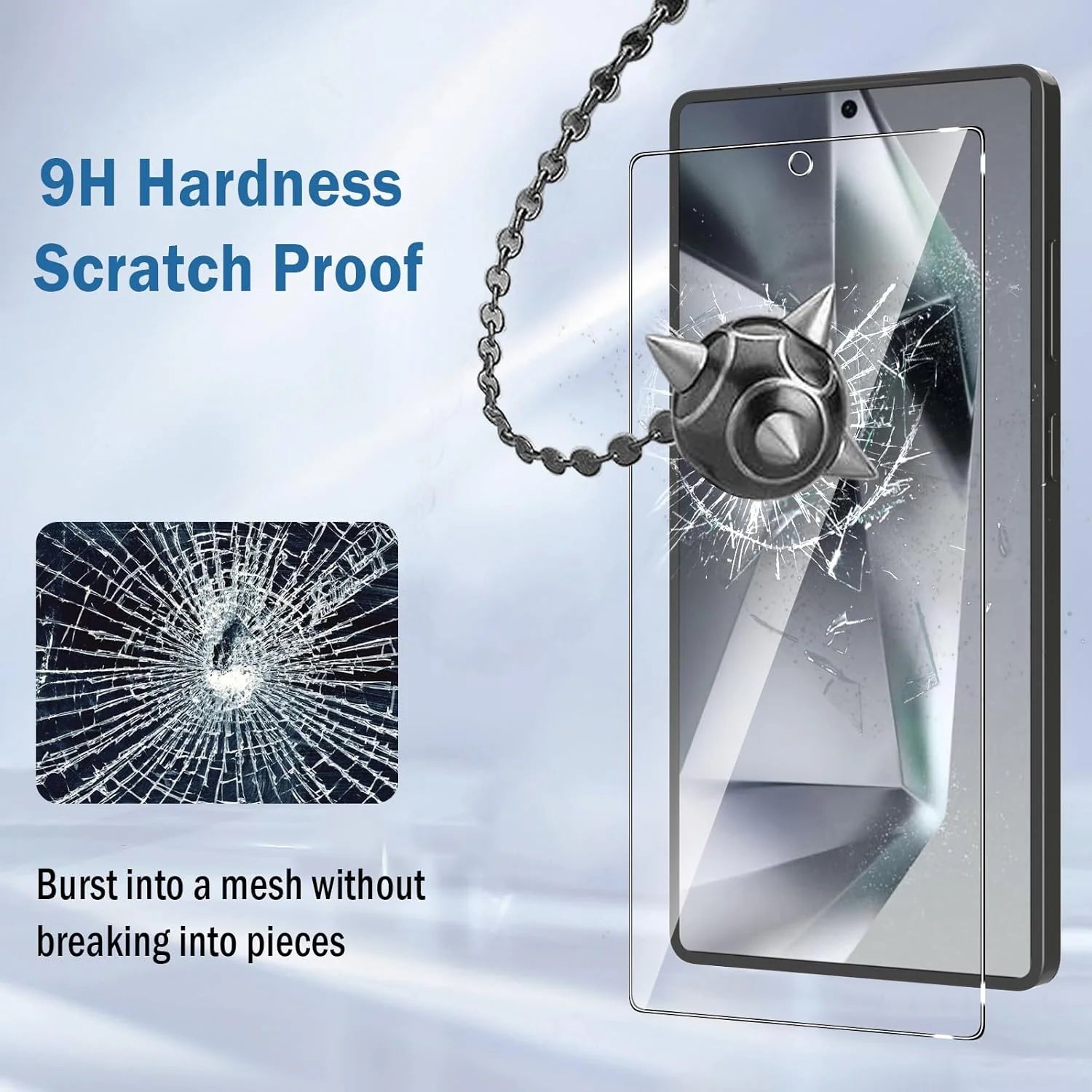 Advanced 9H hardness screen guard with an oleophobic coating, PET base, and silicone resin for extra strength for S25 ultra