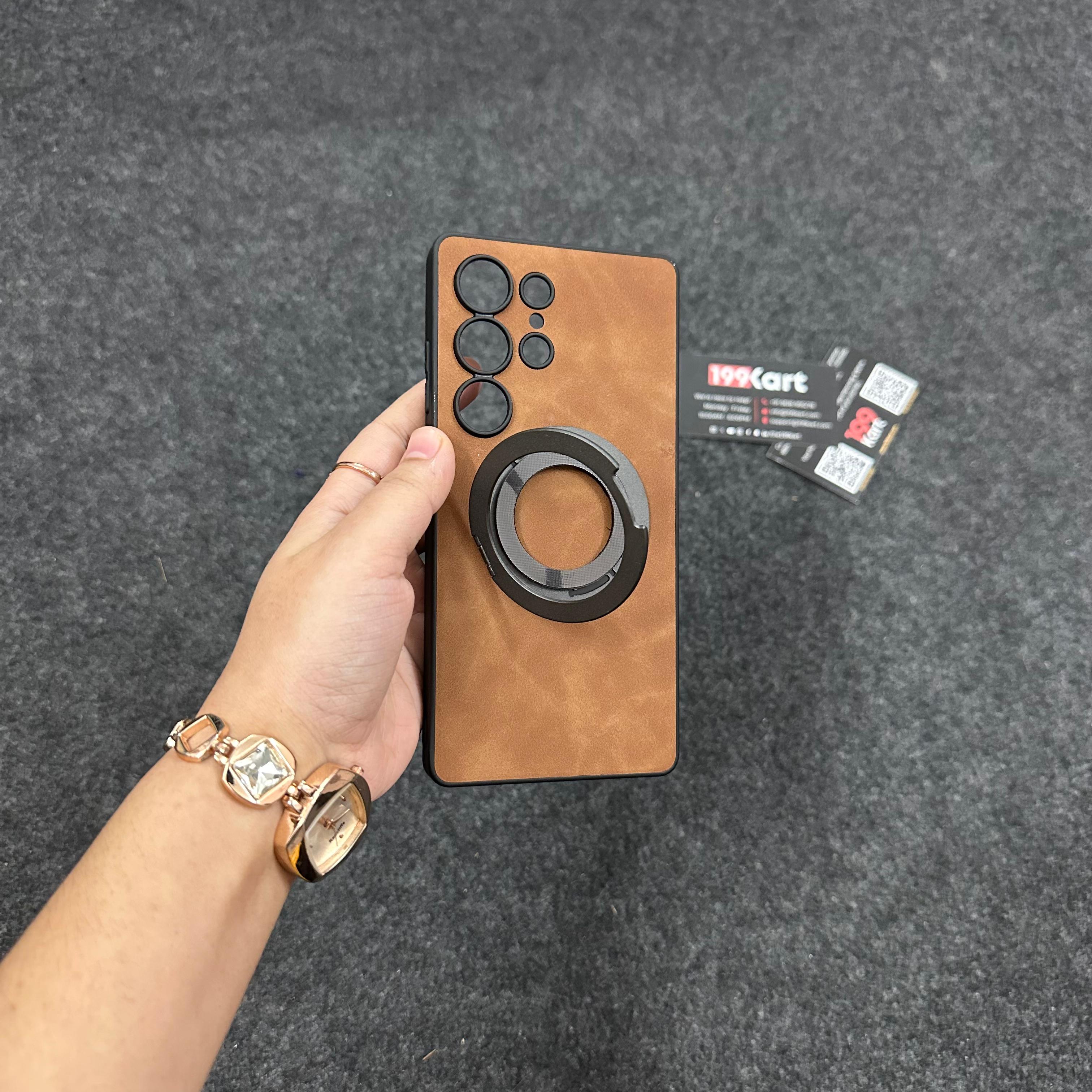 Samsung Galaxy S25 Ultra Soft Leather Back Case/Cover with 360° MagSafe Kickstand & Camera Protector