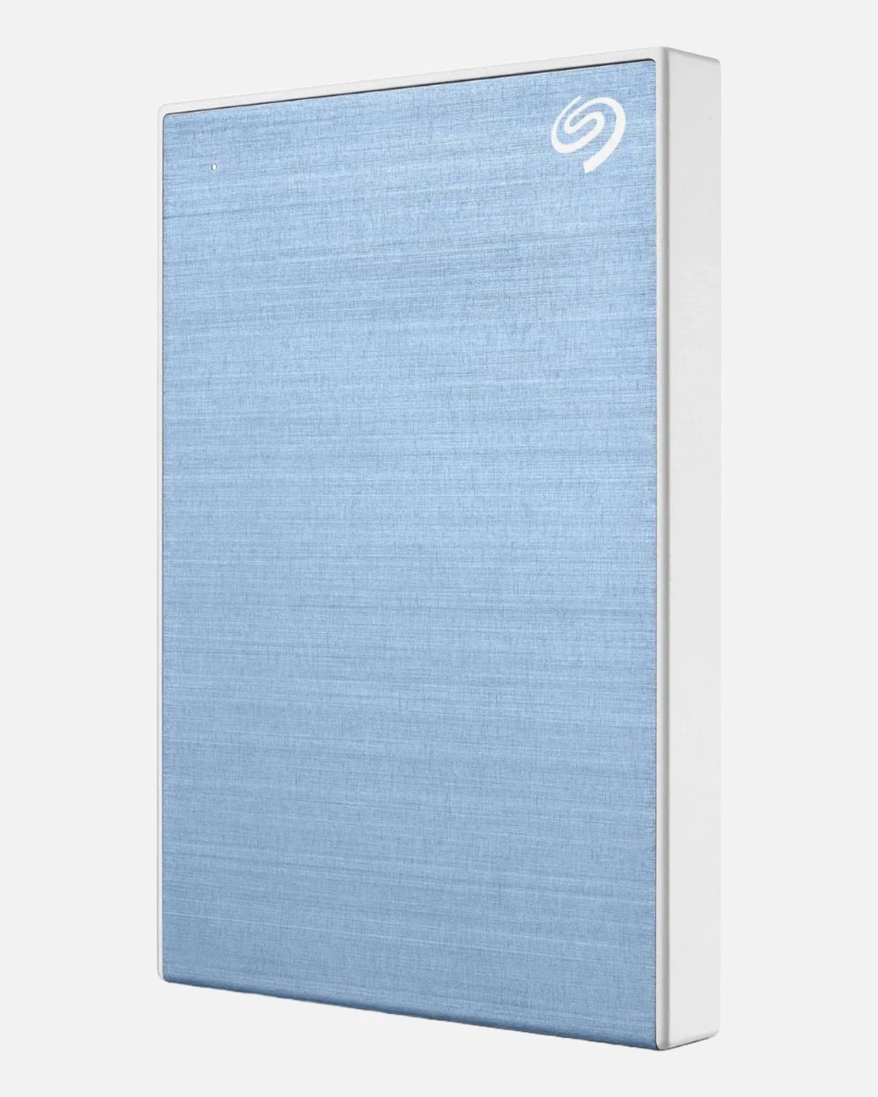 Light blue Seagate One Touch 2TB external HDD with a modern brushed texture finish