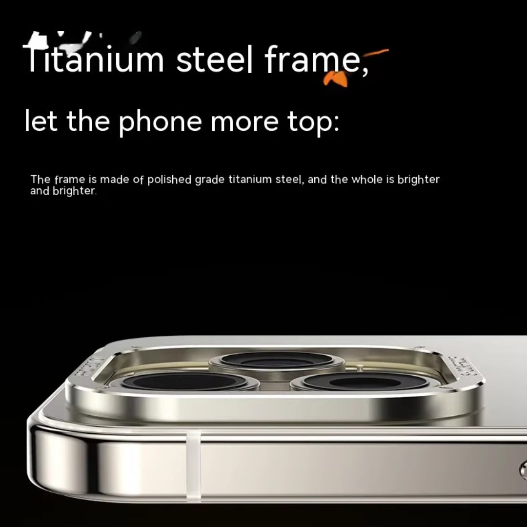 iPhone cover with titanium steel frame and camera cutout, iphone 15 pro max cover designed to enhance premium feel and durability