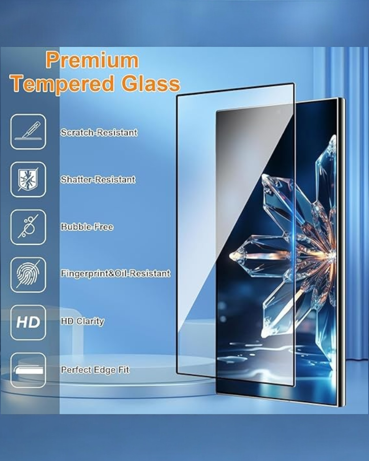 Durable tempered glass screen protector for S24 Ultra, designed to safeguard your screen from damage.