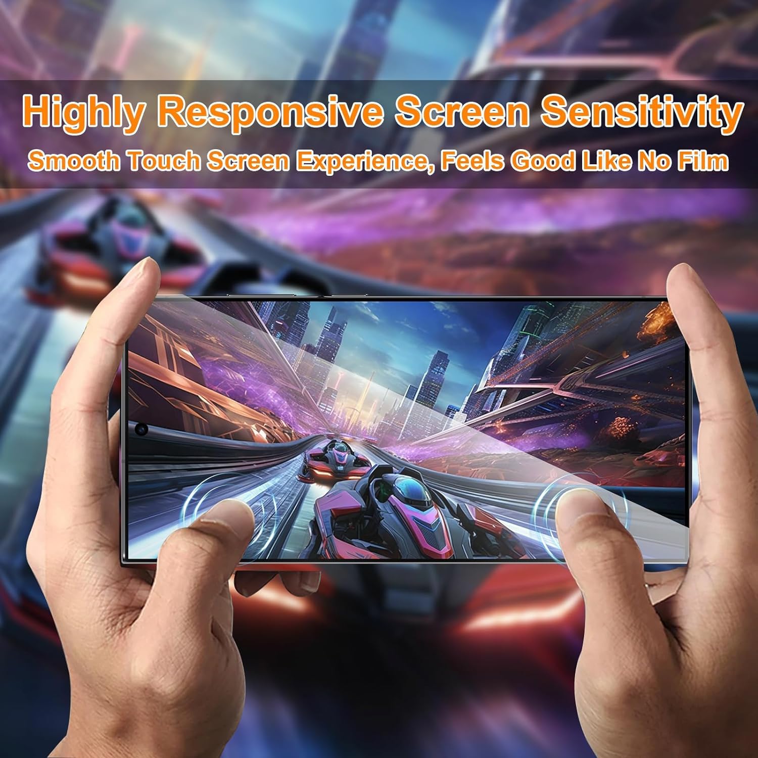 Glass screen protector for S24 ultra, displaying its clarity and sleek design for optimal device protection