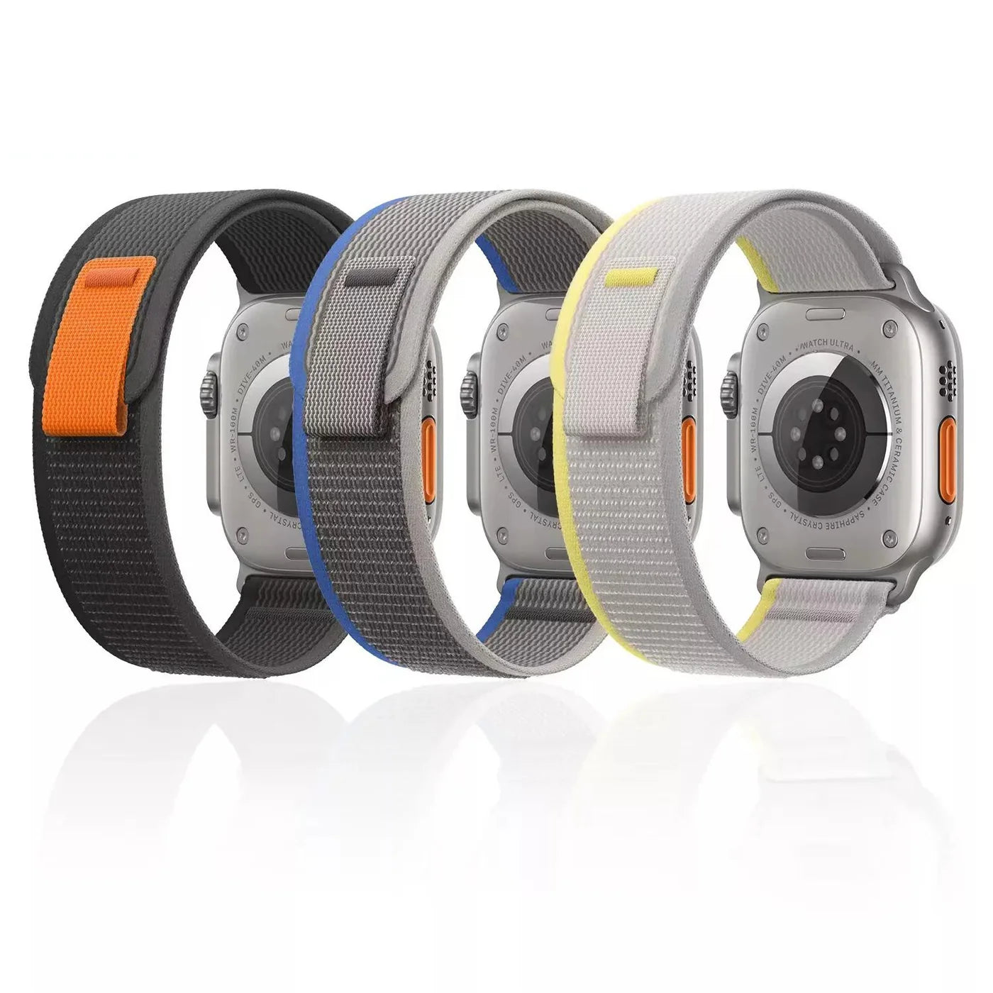 Trail Loop apple watch straps for Apple Watch, featuring a lightweight and breathable design in black, grey, and deep grey