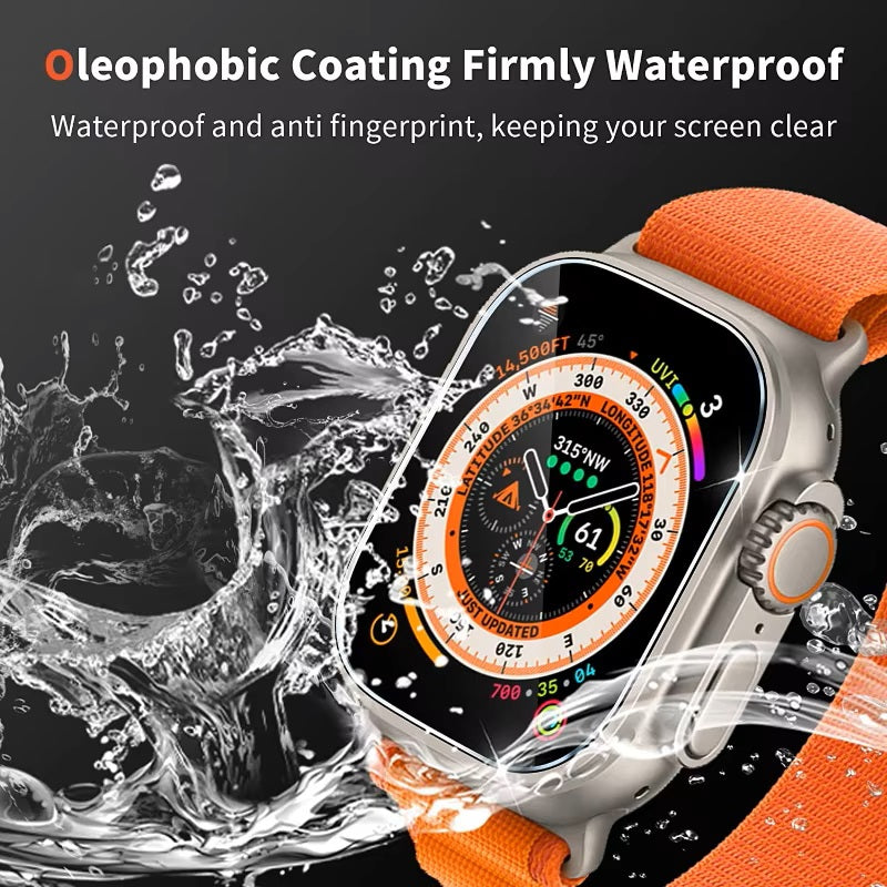 Apple Watch case featuring water splashing on it, highlighting its waterproof and anti fingerprint design.