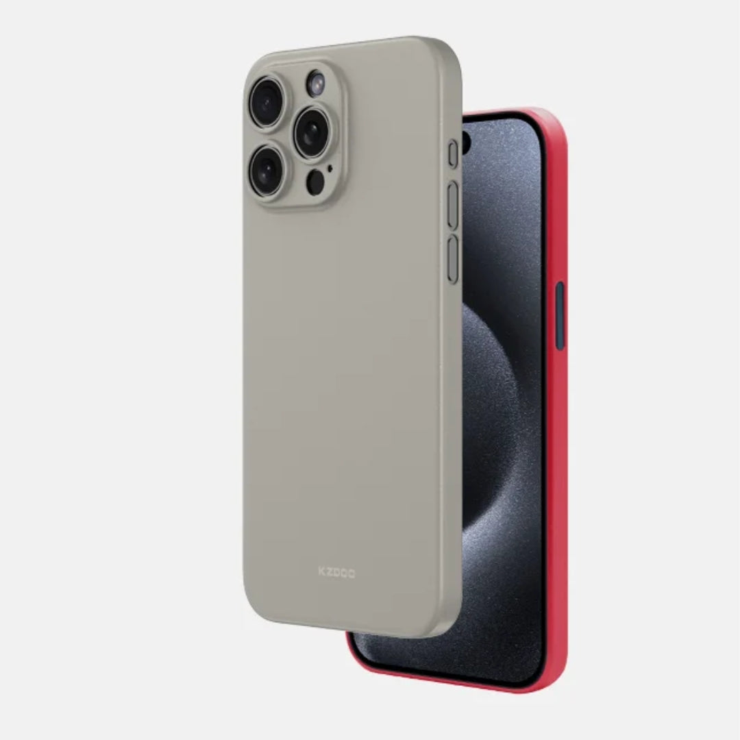 Ultra thin, feather light iPhone case with MagSafe compatibility, Grey iphone 15 pro max cases showcasing a sleek and minimalist design