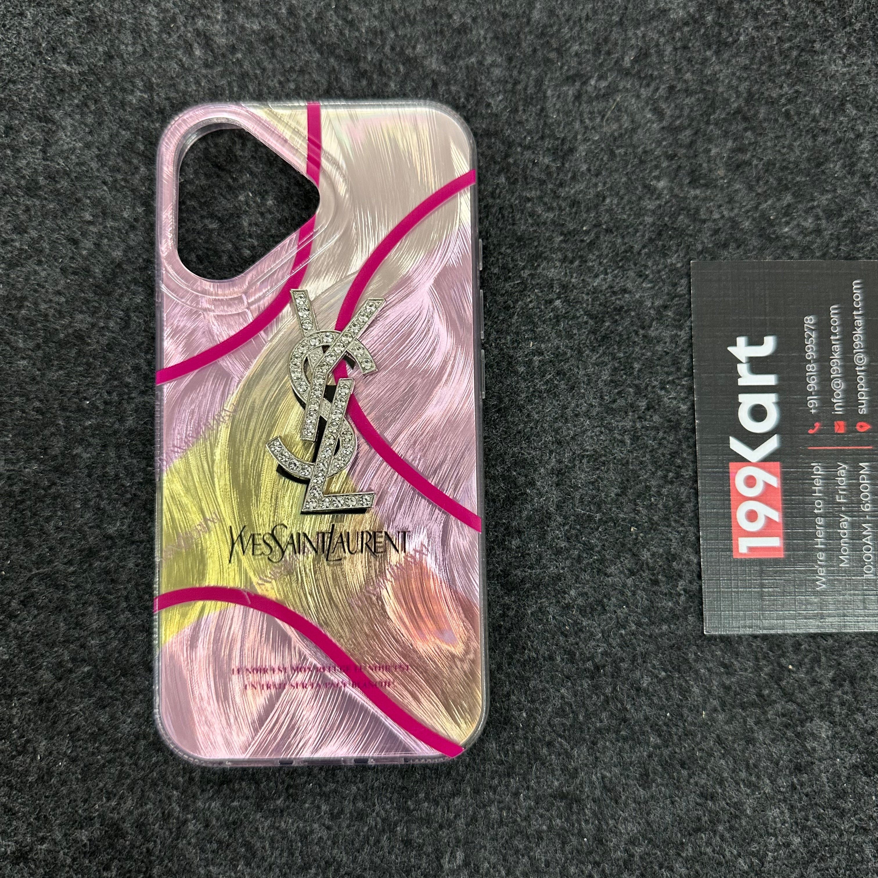 Trendy luxury iPhone case with electroplated finish, iphone 16 cover offering premium protection and an eye-catching YSL aesthetic