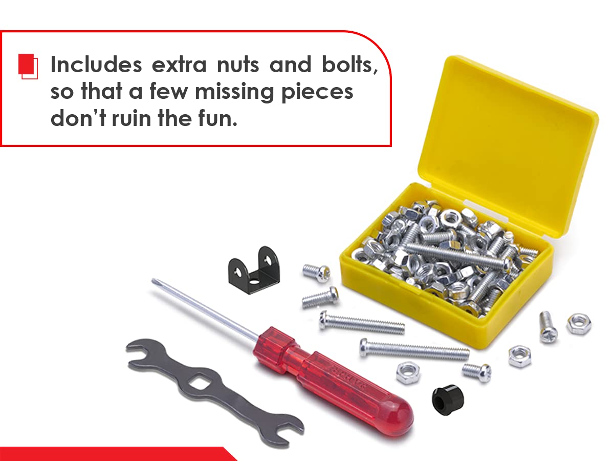 A box containing various tools and nuts, accompanied by a set of clear instructions for assembly or use