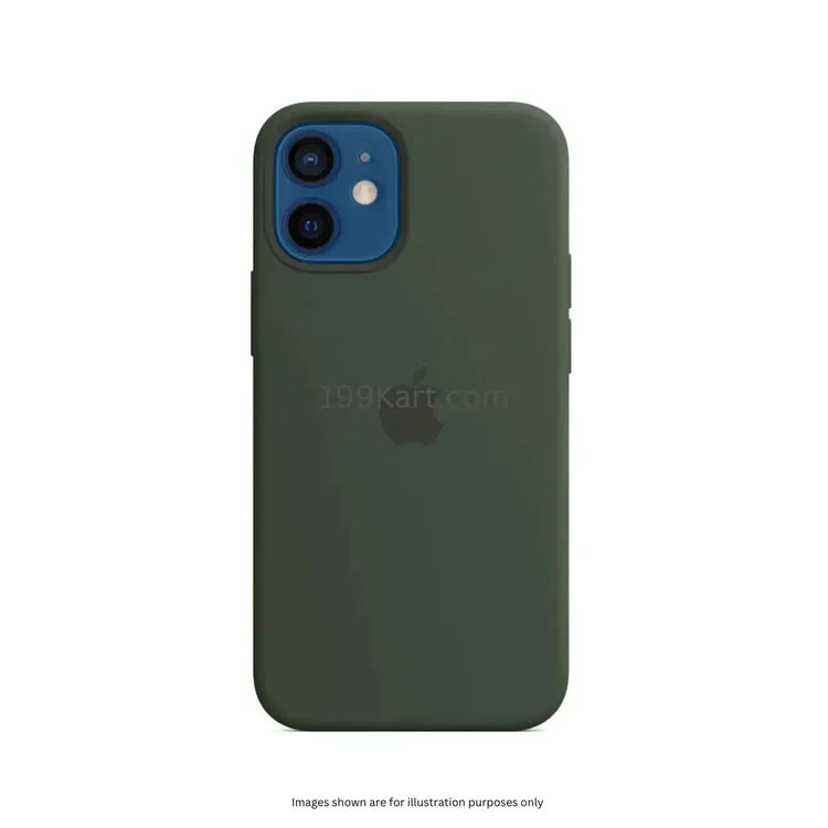 Minimalist dark green iPhone case, iphone 12 mini case with a smooth silicone finish