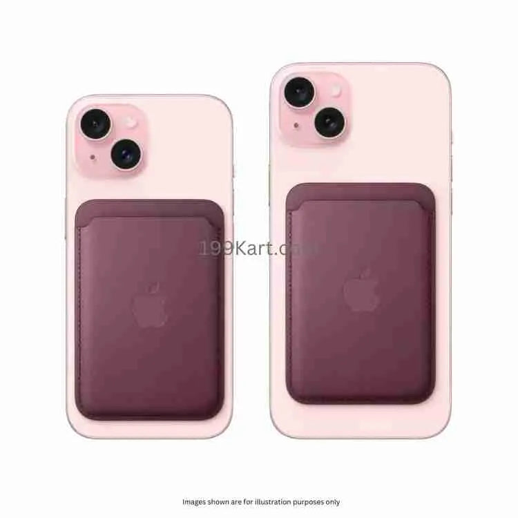 Stylish purple MagSafe wallet shown on iPhone, card holder ideal for securely storing cards with strong magnetic alignment.