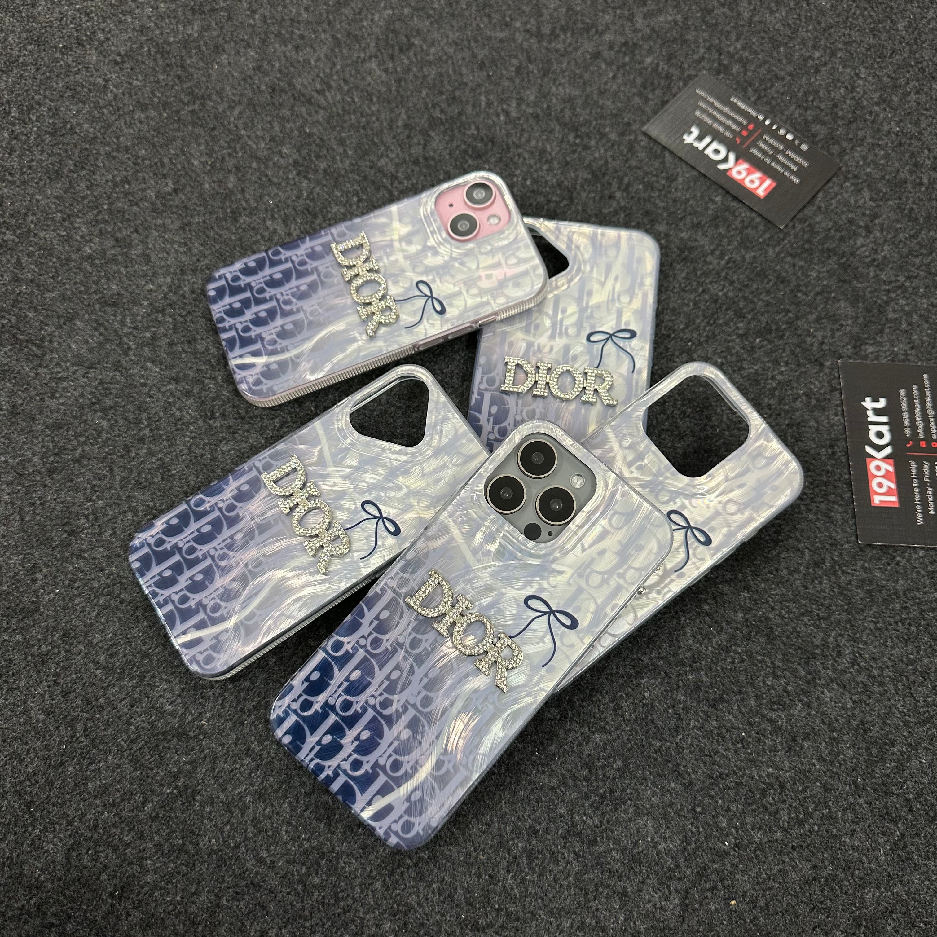 Luxury Dior electroplated iPhone case, iphone 15 cover featuring an embossed stone logo and a high gloss finish for a stylish look.