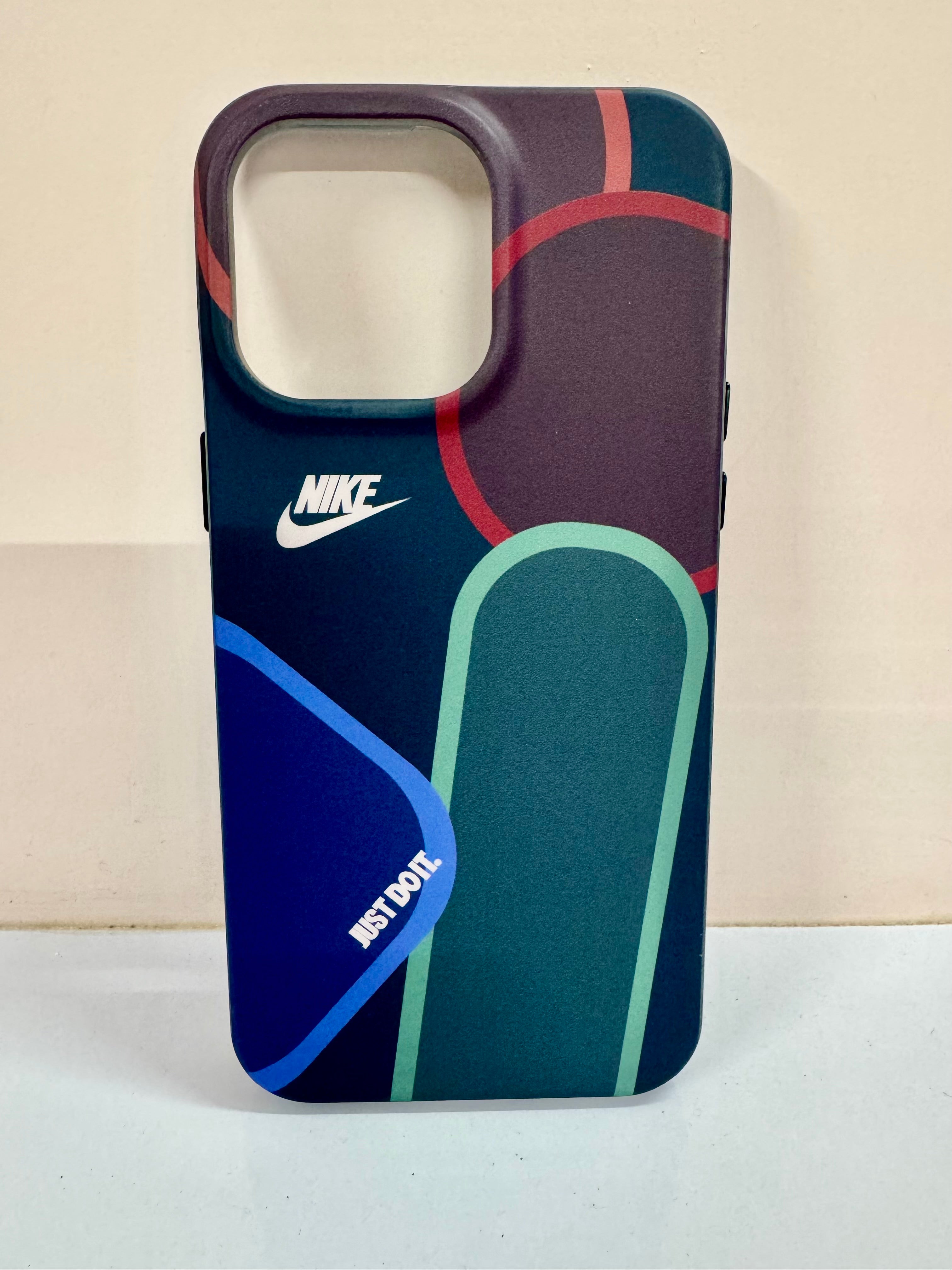 A trendy Nike inspired iPhone case with a unique multi color design, iphone 15 pro max cover offering a sporty and modern aesthetic with durable protection