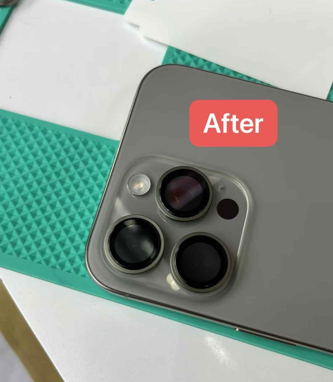 after Close up view of a protected iphone camera lens showcasing enhance durability and prevent scratches for long lasting clarity