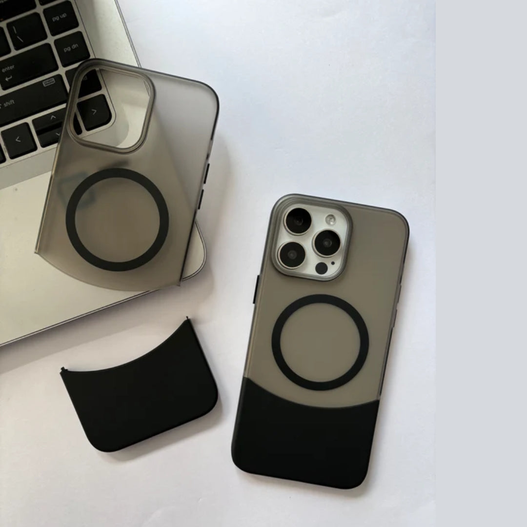 Transparent iPhone case for iphone 16 pro max cover with a sleek, clear design and a black magnetic ring for secure wireless charging. Perfect fit and durable protection for your device