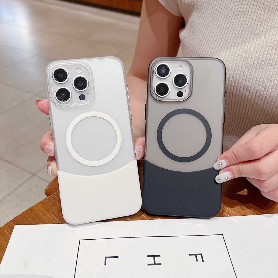 A collection of magsafe iPhone covers in various shades, including clear and smoky finishes, iphone 16 pro max cover showcasing their premium build and compatibility with wireless charging