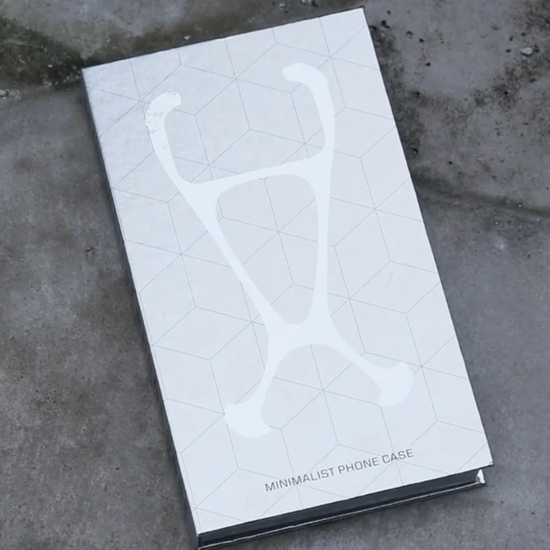 White packaging box featuring the skeletal design of a minimalist metallic iPhone case for iphone 15 pro max cover