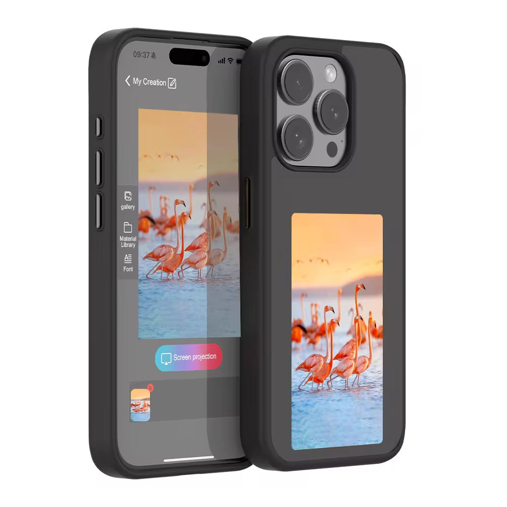 DIY photo display iPhone case for iphone 15 pro max cover with no charging required, featuring screen projection via NFC technology