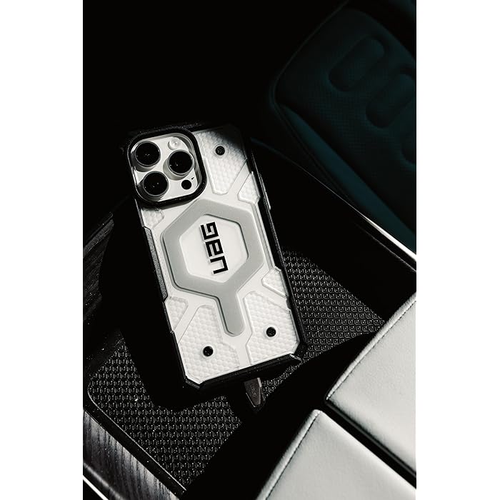 A rugged white UAG iPhone case with MagSafe support , iphone 16 pro max cover showcasing its military grade protection.