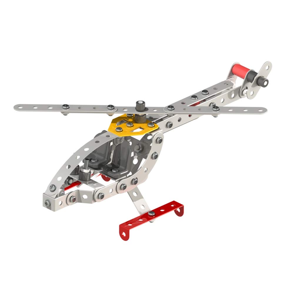 Metal construction detachable and customizable model of a helicopter with a sleek and minimalistic design