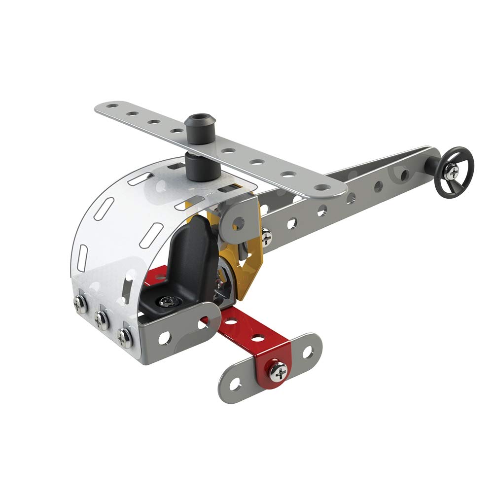 mini helicopter model assembled with customizable metal components giving a minimalist design