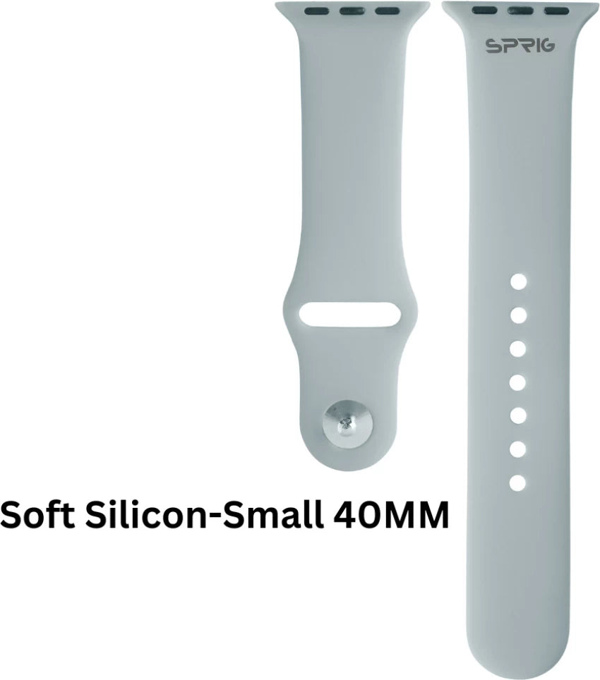 Two pieces of apple watch straps in small size 40mm soft silicone watch strap in light grey, labeled for clarity