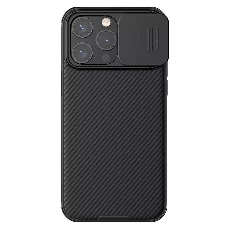 CamShield black iPhone case, iphone 15 pro max cover featuring sliding lens cover with privacy protection for dual-lens setup