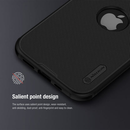 Close up of black  matte iPhone cover with fingerprint resistant salient point texture. Durable iphone 15 cover offering easy maintenance