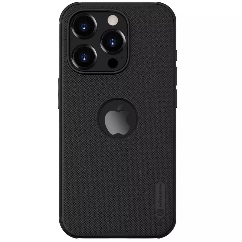 Rear view of black iPhone case for iphone 15 cover with bold camera protection and precise Apple logo cutout durable mobile cover for iPhone
