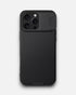 Black Nillkin CamShield Pro iPhone cover for iphone 16 cover with carbon textured back and sliding camera lens cover for ultimate privacy and protection