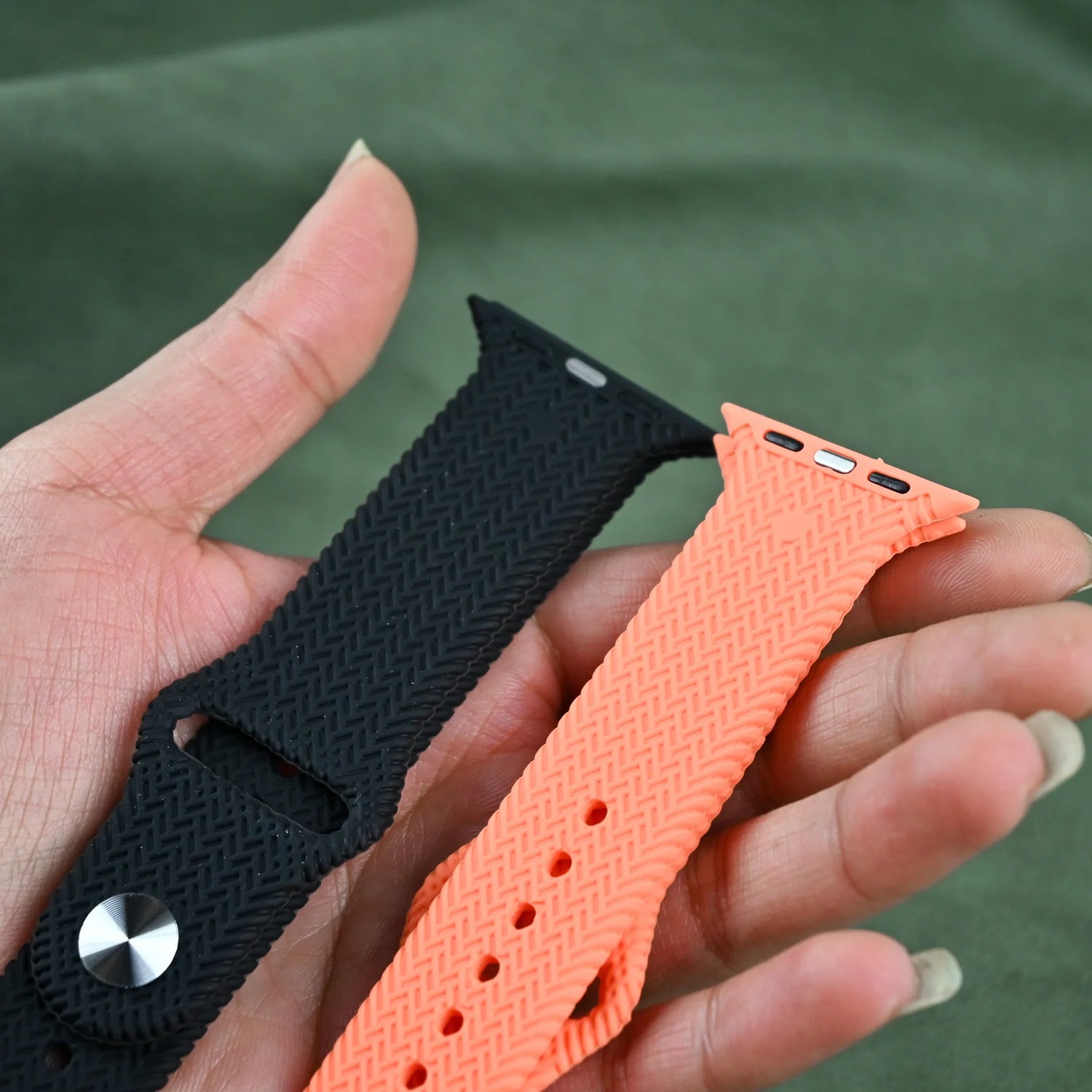 black and orange banded apple watch straps showcasing durability and exemplifying contemporary design  for comfortable fit 