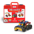 A toy car with a nearby box of mechanical pieces, encouraging exploration and creativity in building and play.
