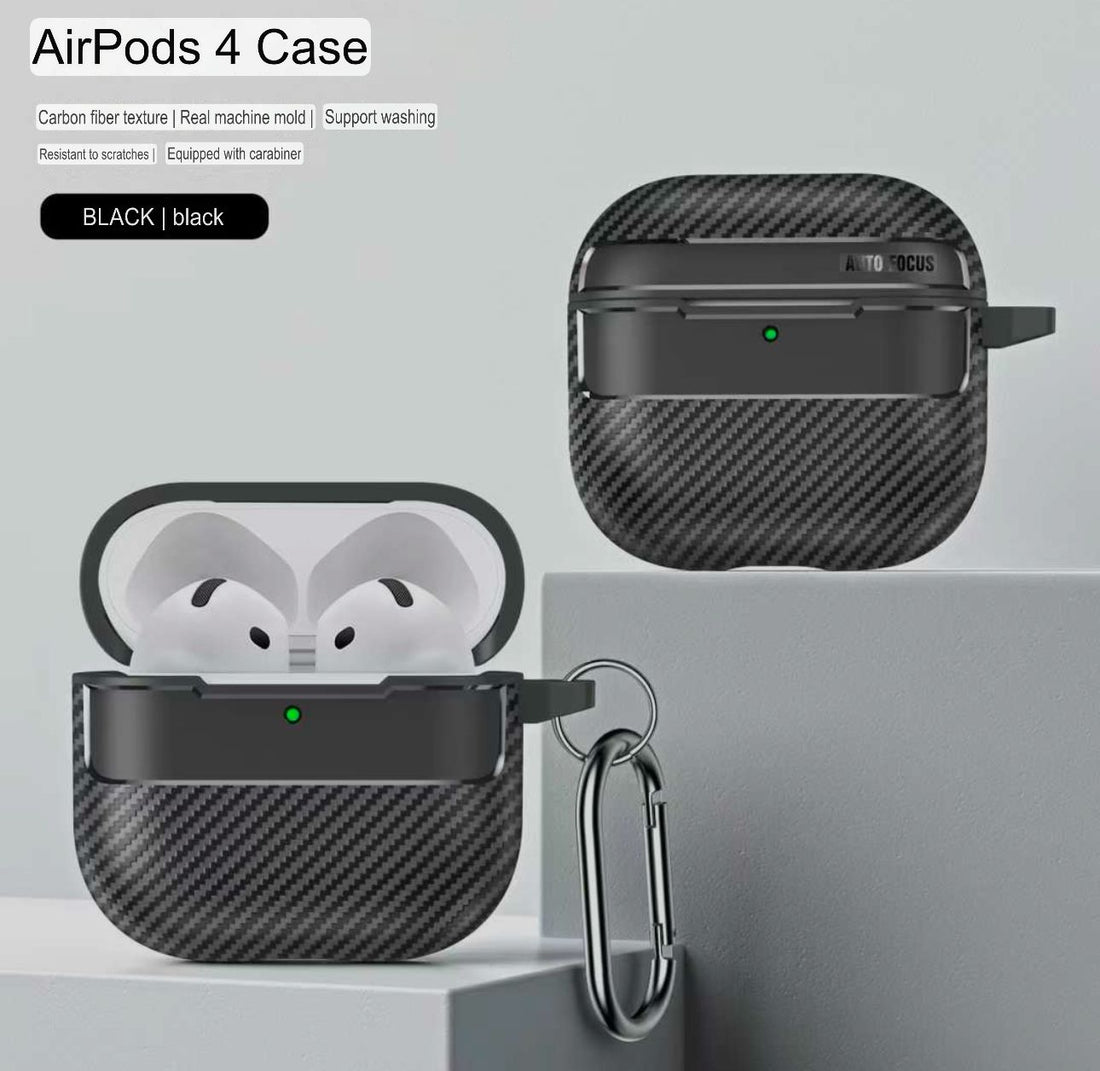 Wireless charging supported airpod 4 case, carbon fiber finish, premium look
