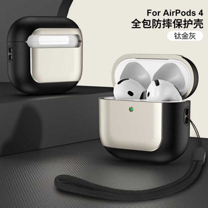 AirPods 4 case with premium leather texture and metallic finish stylish and durable AirPods case