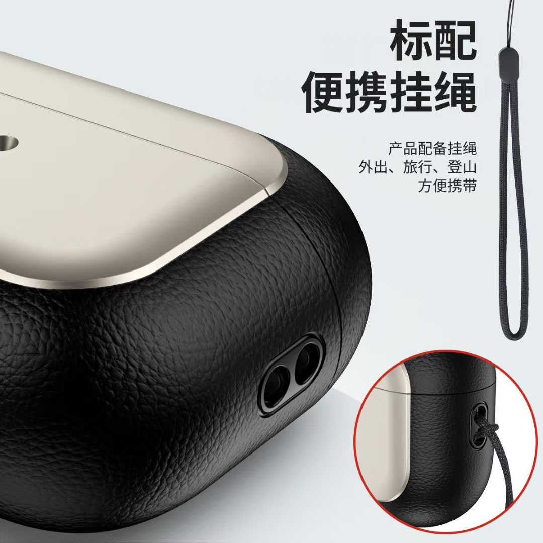 AirPods 4 case with hand strap easy to carry, secure grip, and premium leather style design
