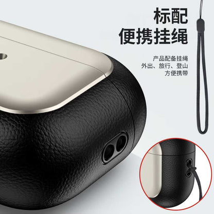 AirPods 4 case with hand strap easy to carry, secure grip, and premium leather style design