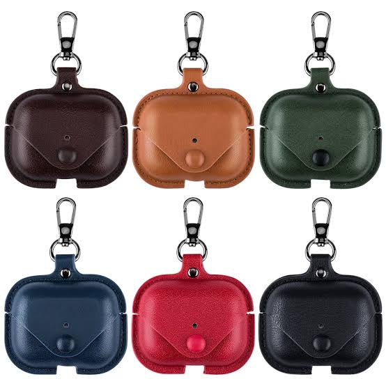 Classic brown leather airpods 3 case handmade luxury cover with secure snap-button closure