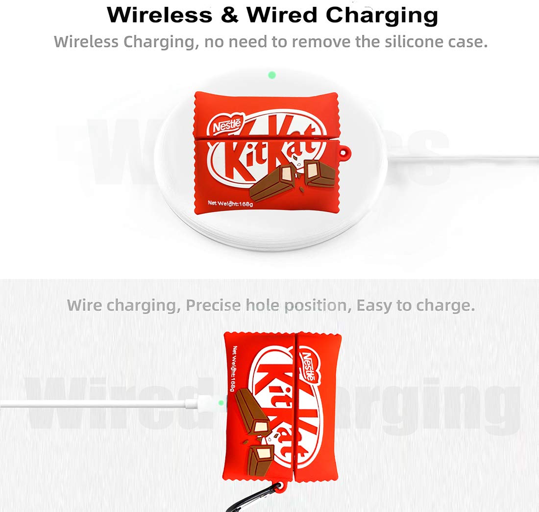 Wireless charging compatible apple airpods pro case, chocolate themed airpods case cover with precise cutouts