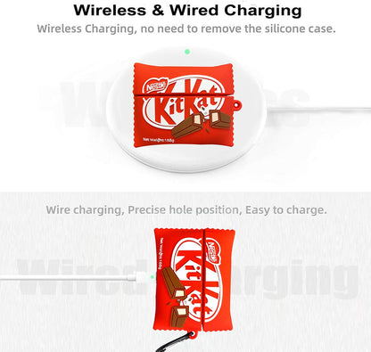 Wireless charging compatible apple airpods pro case, chocolate themed airpods case cover with precise cutouts