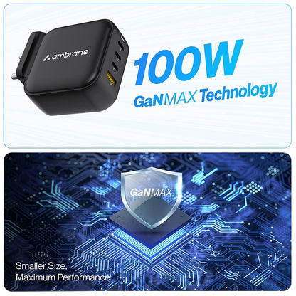 Advanced 100W charger with GaNMAX technology efficient and compact iPhone charger, with highspeed charging