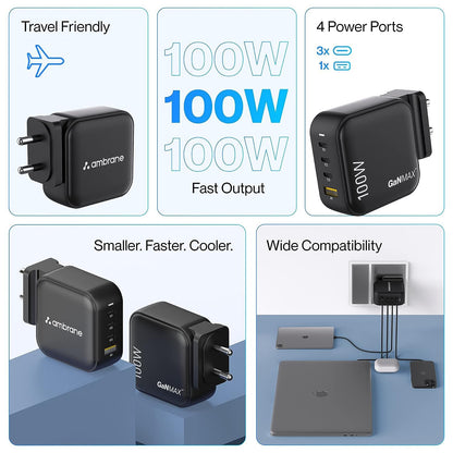 Portable iPhone charger and macbook charger,  compact 100W phone charger and mobile adapter for travel convenience