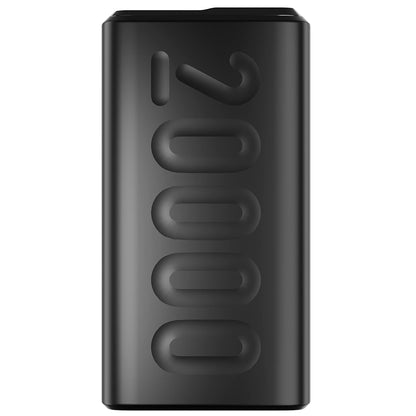 High capacity 20000mAh power bank with sleek black design for long-lasting device charging