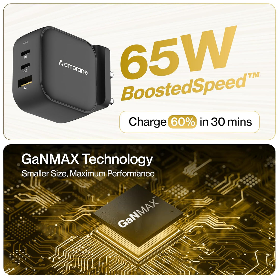 65W Iphone adapter that works efficiently with iPhones, OnePlus, MacBooks, and more
