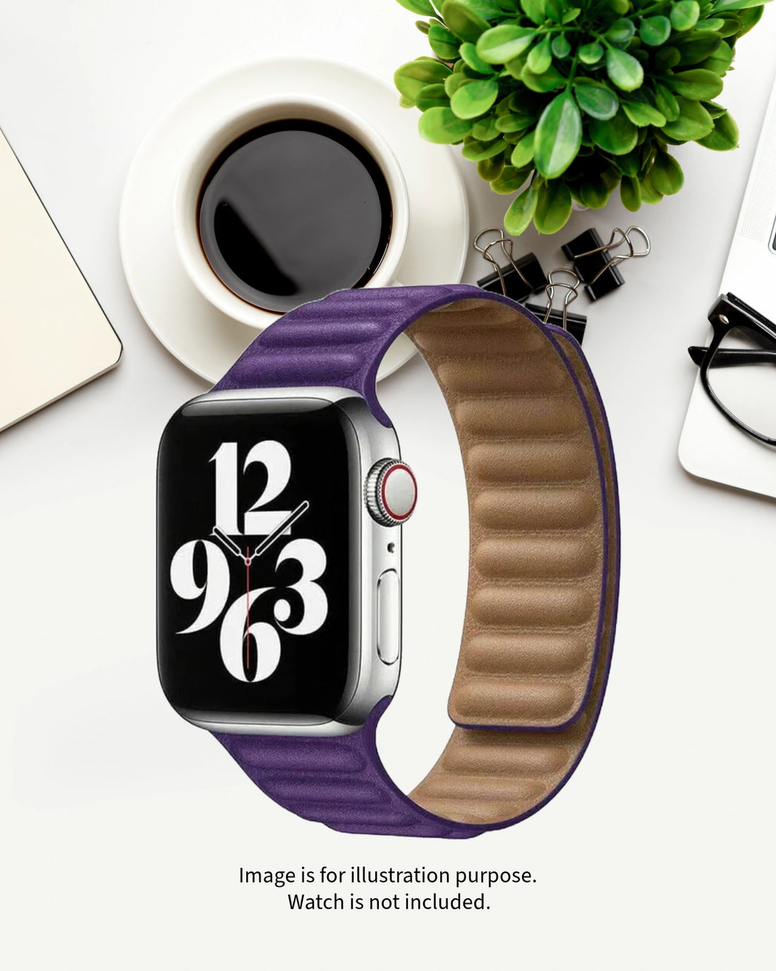 Leather Link Magnetic Band for Apple Watch 42/44/45mm – Elegant, Secure, and Adjustable Strap for a Premium Look