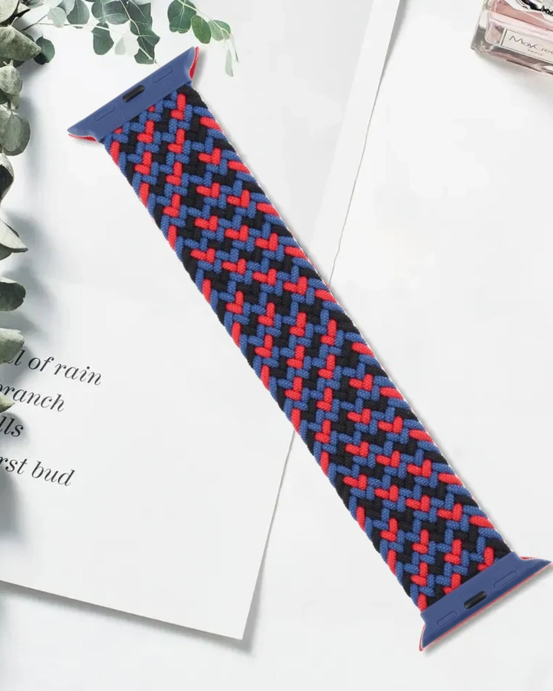 Camouflage Blue Nylon Braided Single Loop Band for Apple Watch 38/40mm (S) – Soft, Stretchable, and Breathable Replacement Strap