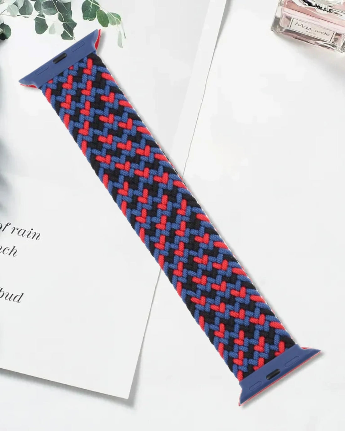 Camouflage Blue Nylon Braided Single Loop Band for Apple Watch 42/44mm – Flexible, Breathable, and Stylish Stretchable Strap