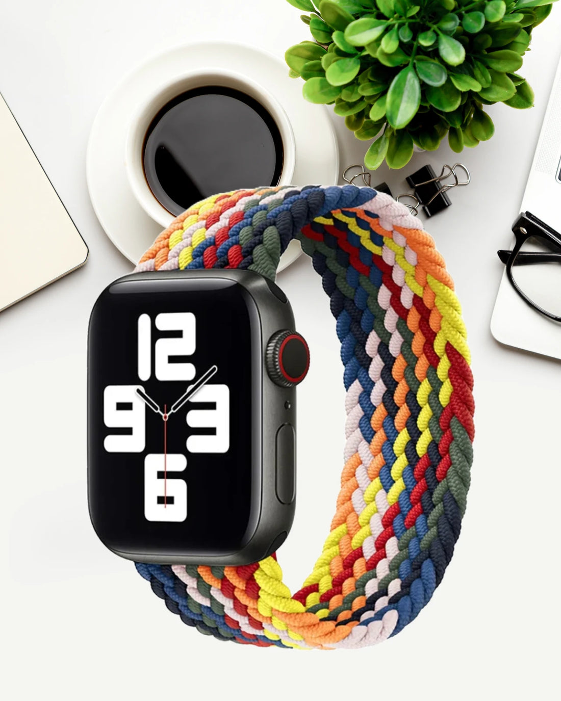 Multicolor Nylon Braided Single Loop Band for Apple Watch 42/44mm (S) – Soft, Breathable, and Comfortable Stretchable Strap