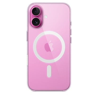 clear pink iPhone case with MagSafe for iphone 16 cover. Slim, durable, and stylish mobile cover